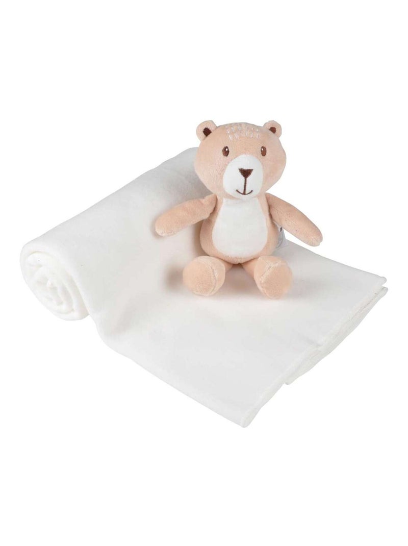 Doudou et son plaid blanc Blanc Rose - Kiabi