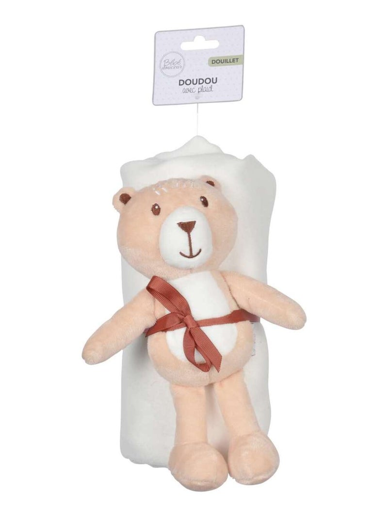 Doudou et son plaid blanc Blanc Rose - Kiabi