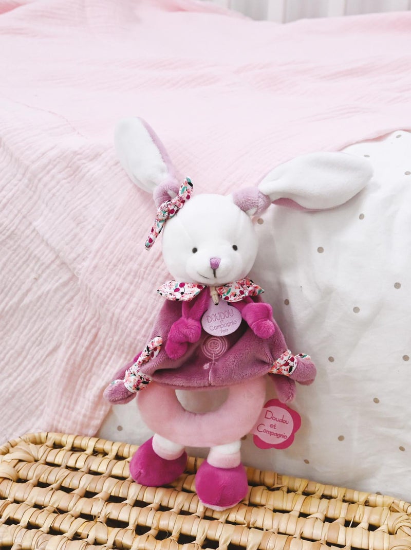Doudou hochet lapin 19 cm collection LAPIN CERISE rose Rose - Kiabi