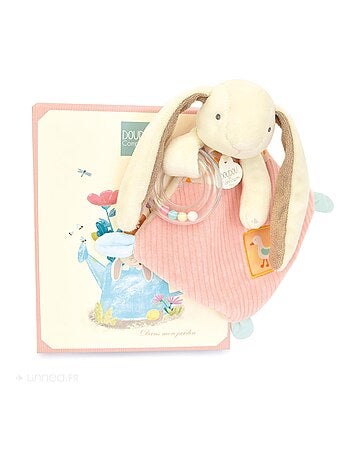 Doudou hochet lapin Ciboulette polyester collection DANS MON JARDIN