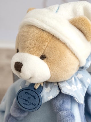 Doudou hochet polyester collection PETIT CHOU ours bleu
