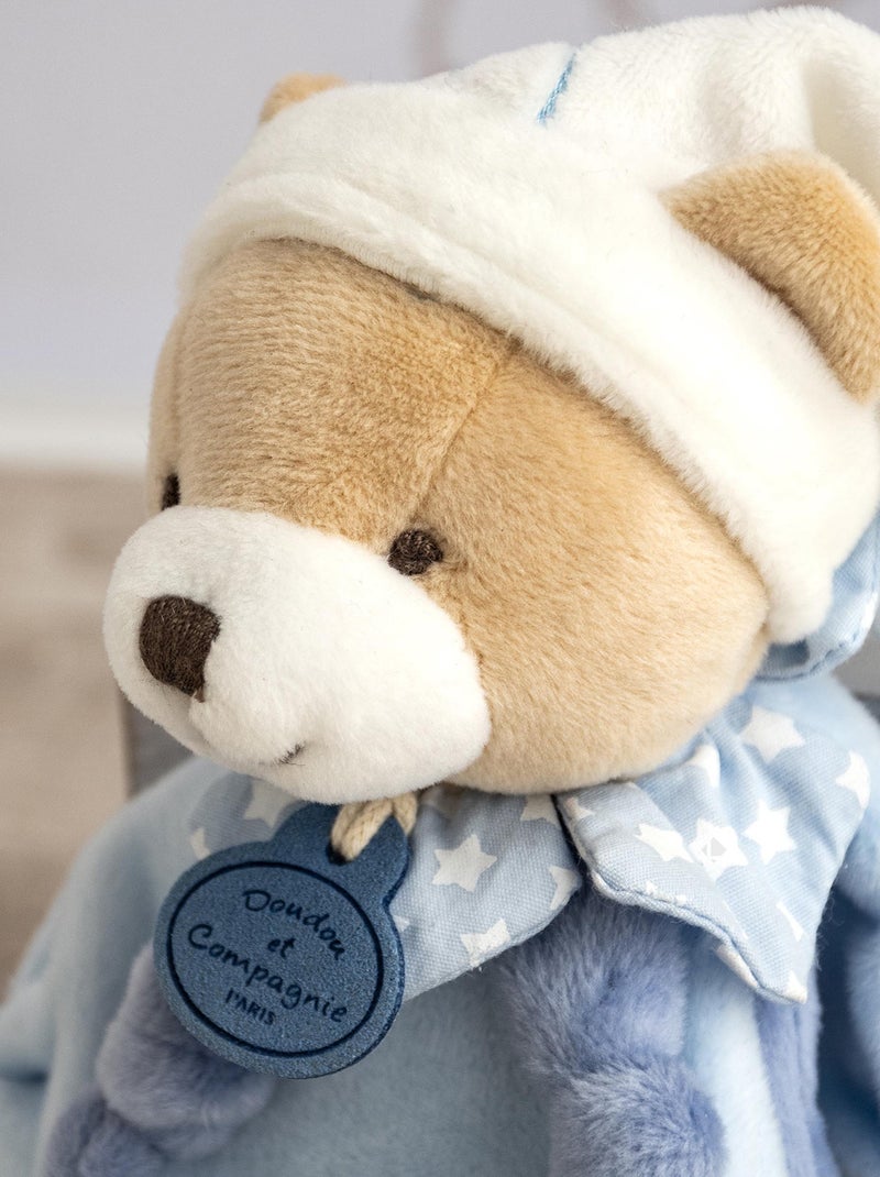 Doudou hochet polyester collection PETIT CHOU ours bleu Blanc - Kiabi