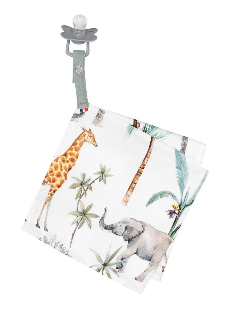 Doudou lange attache tétine en coton, Safari SEVIRA KIDS Vert d'eau - Kiabi