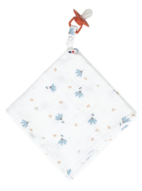 Doudou lange attache tétine en gaze de coton, Bleuet SEVIRA KIDS - Kiabi