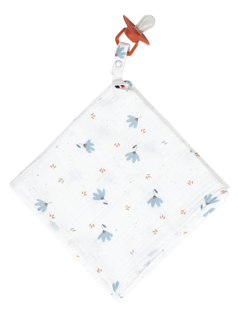 Doudou lange attache tétine en gaze de coton, Bleuet SEVIRA KIDS Bleu - Kiabi