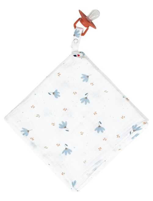 Doudou lange attache tétine en gaze de coton, Bleuet SEVIRA KIDS - Kiabi