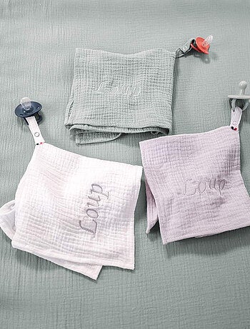 Doudou lange attache tétine en gaze de coton, Jeanne SEVIRA KIDS