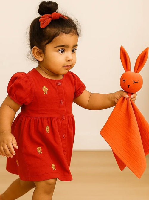 Doudou Lange en Coton Bio Fraise - Kiabi