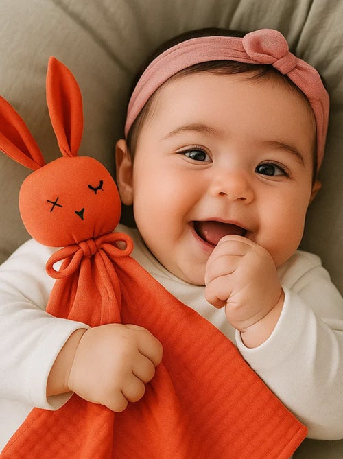 Doudou Lange en Coton Bio Fraise - Kiabi