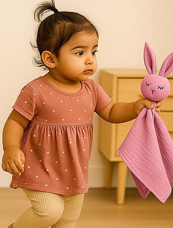 Doudou Lange en Coton Bio Rose