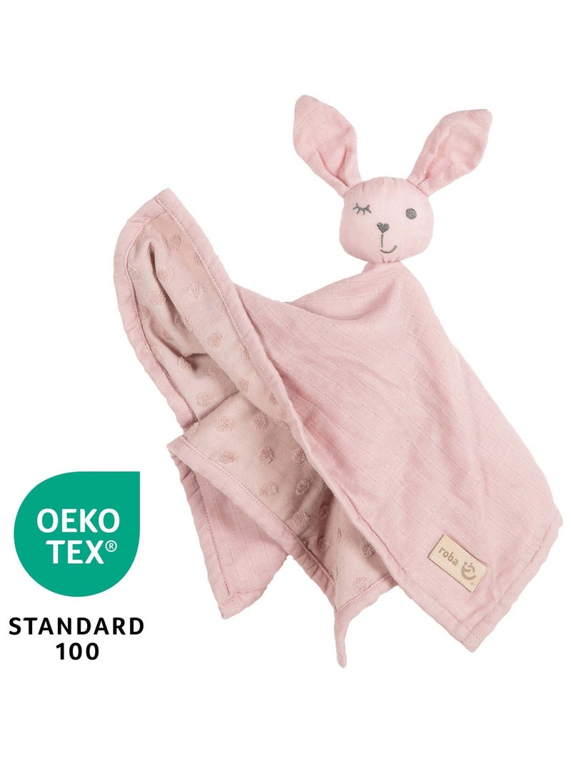 Doudou lapin en coton bio certifié Oeko-Tex 'Lil Planet' ROBA Rose pastel - Kiabi