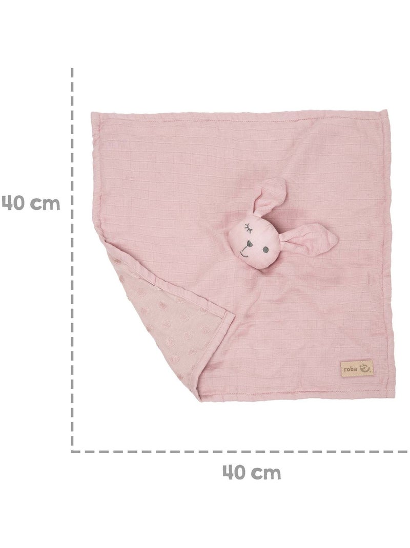 Doudou lapin en coton bio certifié Oeko-Tex 'Lil Planet' ROBA Rose pastel - Kiabi