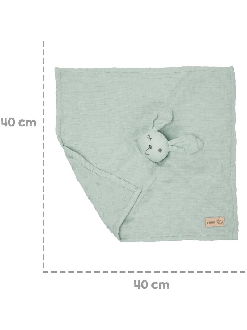 Doudou lapin en coton bio certifié Oeko-Tex 'Lil Planet' ROBA Vert d'eau - Kiabi