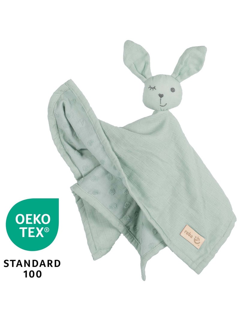Doudou lapin en coton bio certifié Oeko-Tex 'Lil Planet' ROBA Vert d'eau - Kiabi