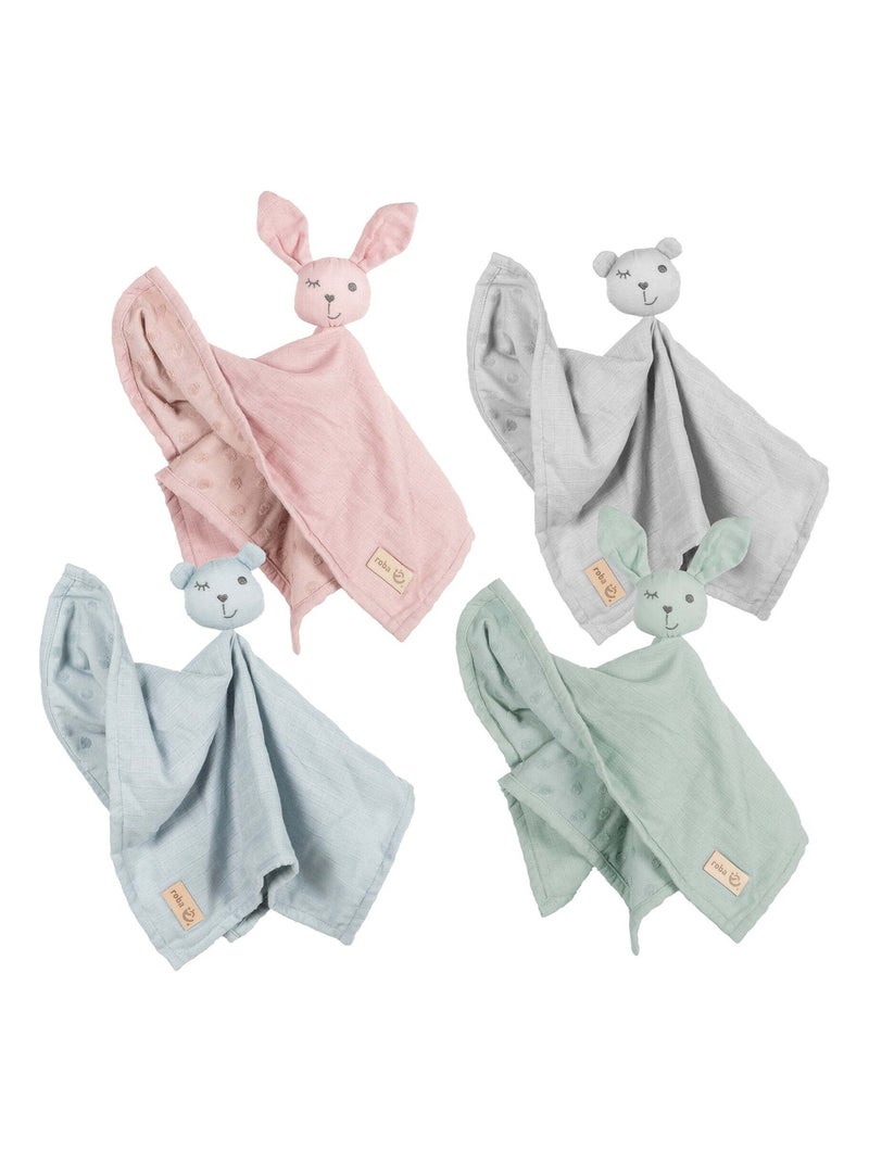 Doudou lapin en coton bio certifié Oeko-Tex 'Lil Planet' ROBA Vert d'eau - Kiabi