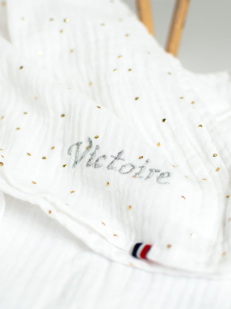 Doudou Lapin  en gaze de coton, Jeanne SEVIRA KIDS Blanc Doré - Kiabi