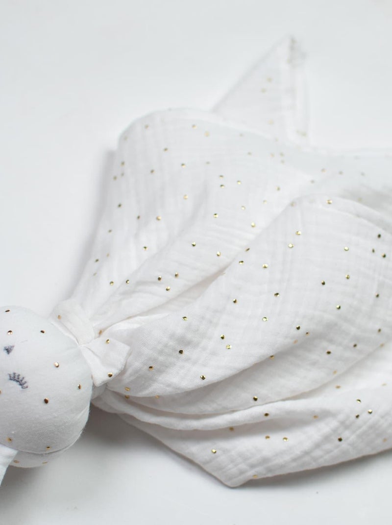 Doudou Lapin  en gaze de coton, Jeanne SEVIRA KIDS Blanc Doré - Kiabi