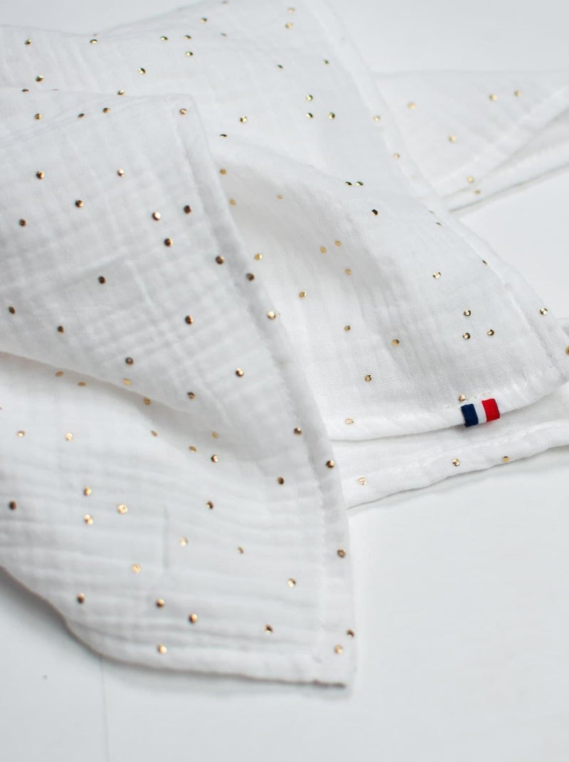 Doudou Lapin  en gaze de coton, Jeanne SEVIRA KIDS Blanc Doré - Kiabi