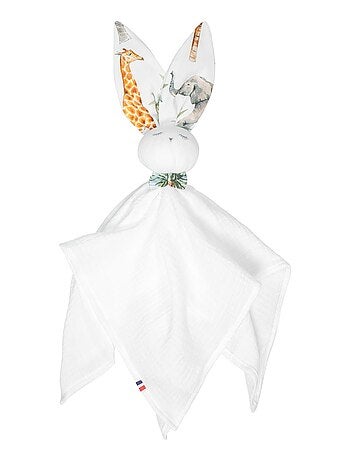 Doudou lapin en gaze de coton, Safari SEVIRA KIDS
