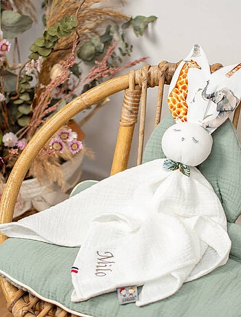 Doudou lapin en gaze de coton, Safari SEVIRA KIDS