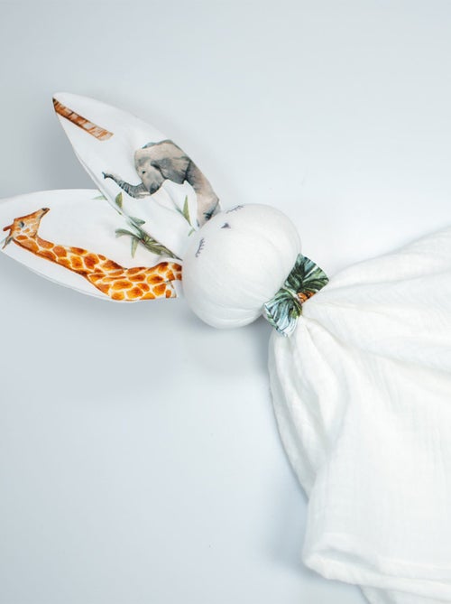 Doudou lapin  en gaze de coton, Safari SEVIRA KIDS - Kiabi