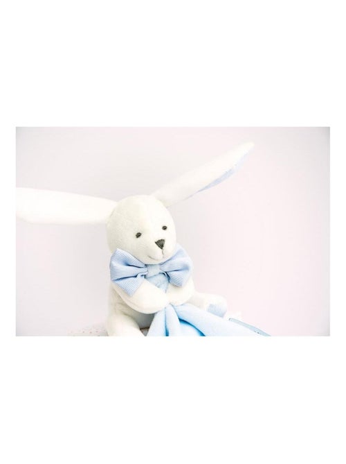 Doudou Lapin Mouchoir bleu boite Fleur - Kiabi