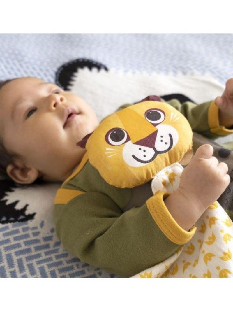 Doudou Lion en Coton Bio Blanc Jaune - Kiabi