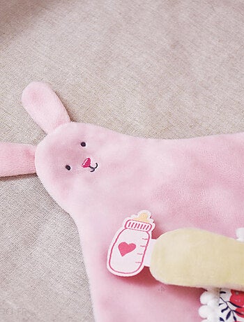 Doudou marionnette à doigts polyester collection LES PETITS FUTÉS Lapin