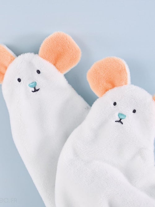 Doudou marionnette à doigts polyester collection LES PETITS FUTÉS Souris - Kiabi