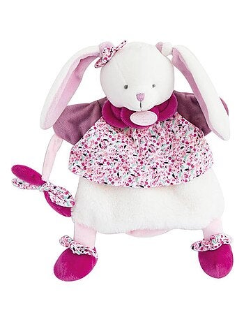 Doudou marionnette à main lapin 28 cm collection LAPIN CERISE rose