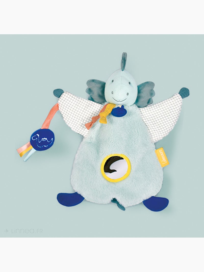 Doudou marionnette d'éveil polyester collection DINO Bleu - Kiabi