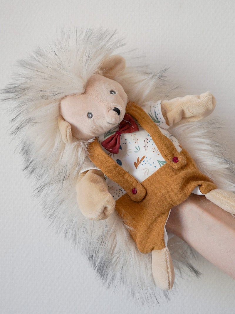 Doudou marionnette Lucien l'hérisson Jaune moutarde - Kiabi