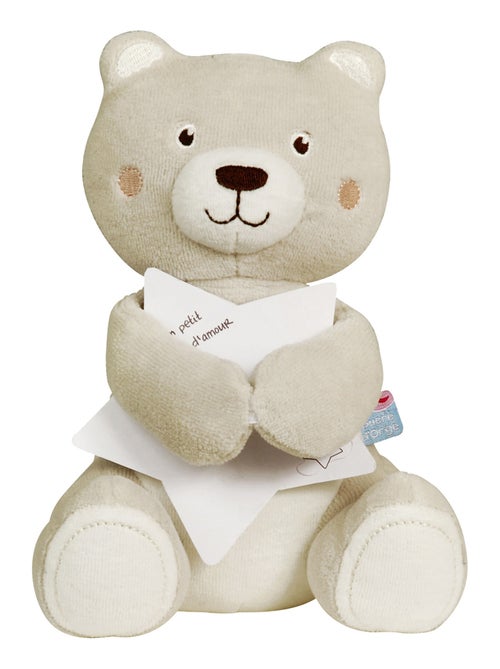 DOUDOU MESSAGE + SAC CADEAU BEIGE - Kiabi