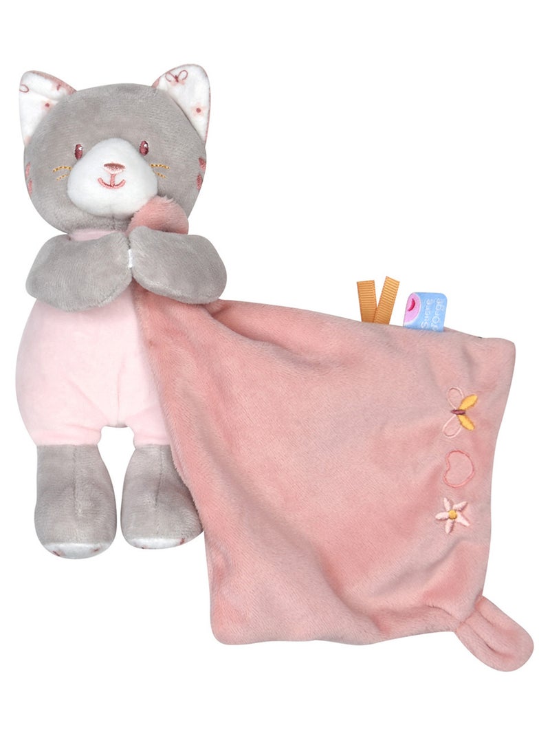DOUDOU MOUCHOIR CHAT VELOURS DOUX Rose - Kiabi