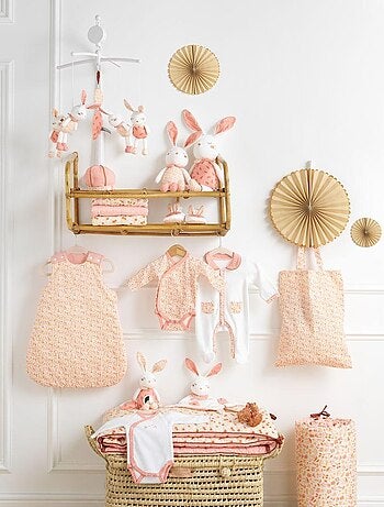 Lot de 20 cintres en bois 28 cm pour bébé, enfant avec crochet pivotant -  Monsieur Bébé - Gris Blanc - Kiabi - 15.90€