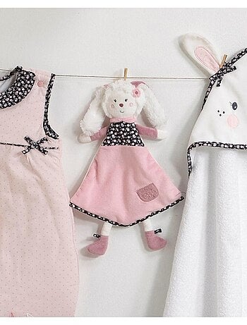 Doudou mouchoir lapin en velours - SAUTHON