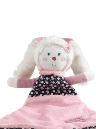 Doudou mouchoir lapin en velours blanc - SAUTHON