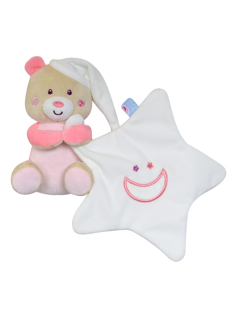 DOUDOU MOUCHOIR MAGIDOUX OURS VELOURS DOUX Rose - Kiabi