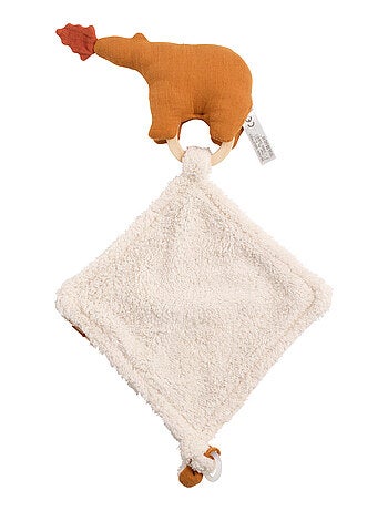 Doudou mouchoir ours en gaze de coton et bouclette -