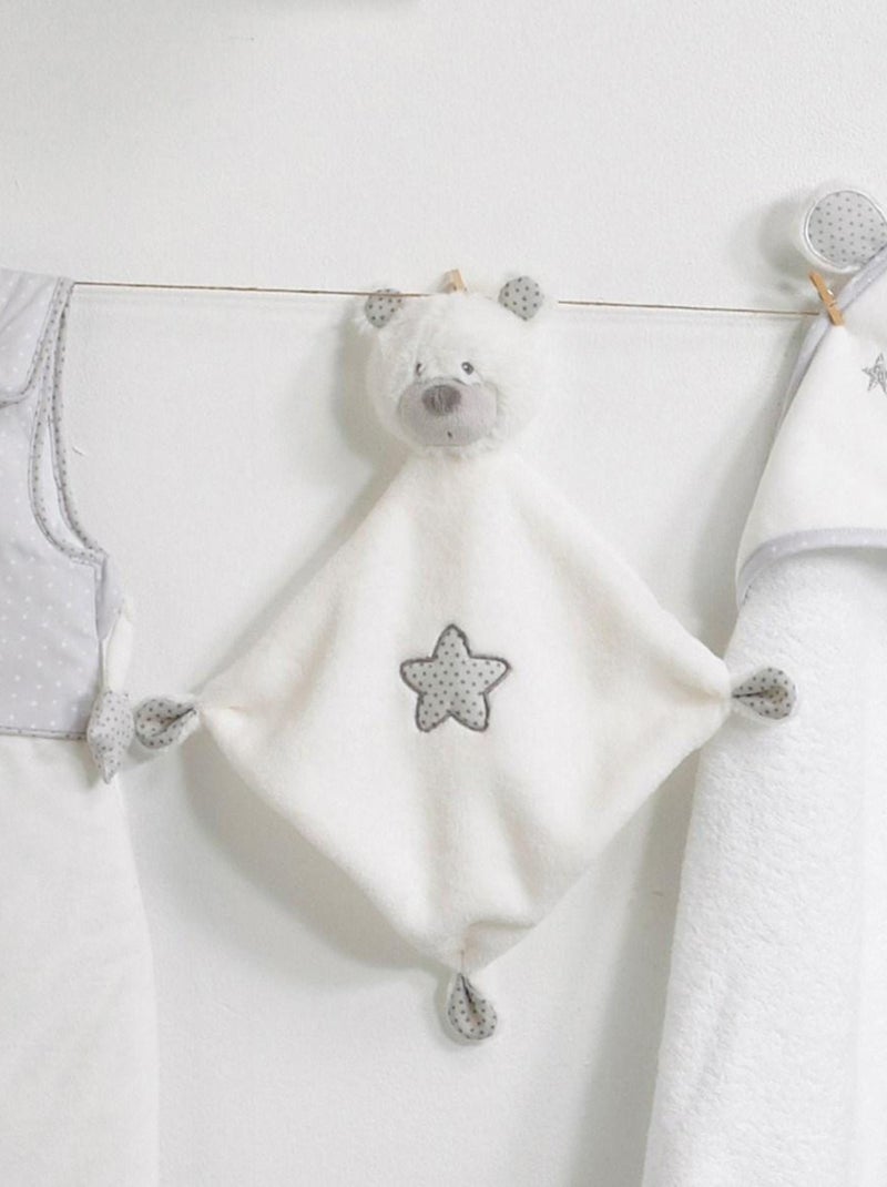 Doudou mouchoir Ours en velours - Blanc - Kiabi