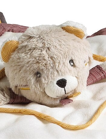 Doudou mouchoir Ours en velours - SAUTHON
