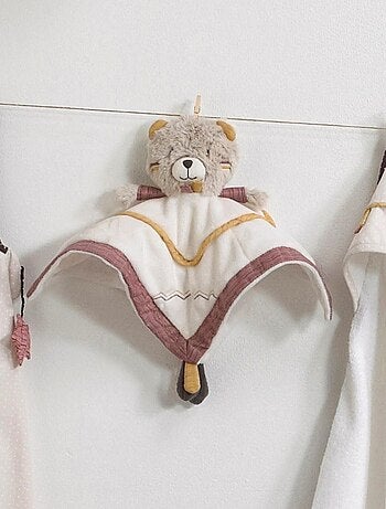 Doudou mouchoir Ours en velours - SAUTHON
