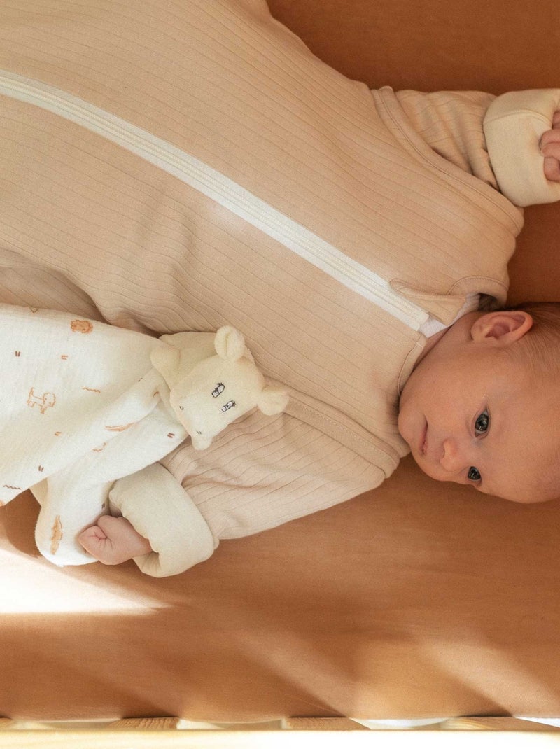 Doudou mouchoir rond en mousseline de coton - modèle Hippo Ecru - Kiabi