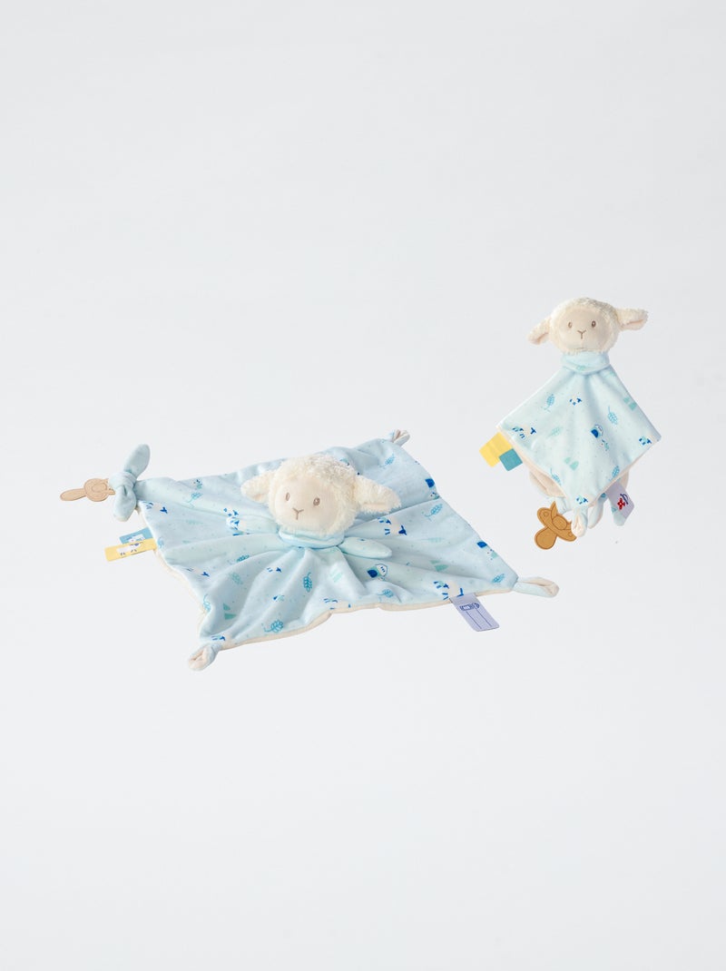 Doudou mouton avec attache tétine Bleu - Kiabi
