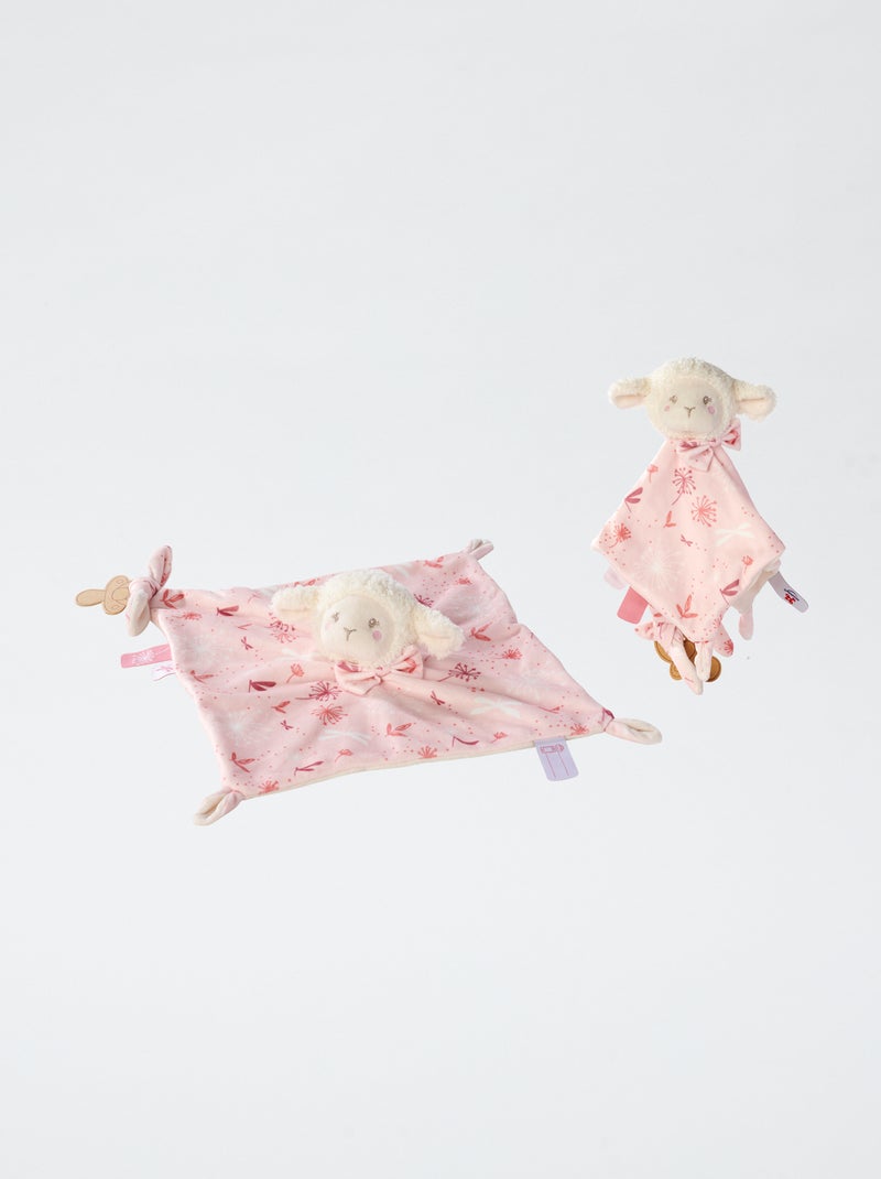 Doudou mouton avec attache tétine Rose - Kiabi