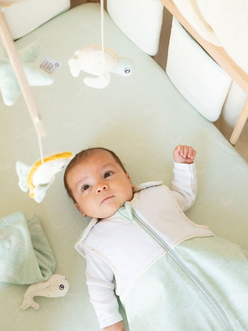 Doudou bébé fille en coton bio Ernest rose poudre