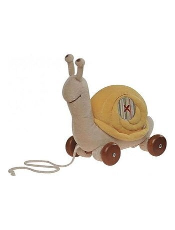 doudou Noukies Escargot Jaune sur Roulette  Emma,Paco,Aldo Pantin - Kiabi