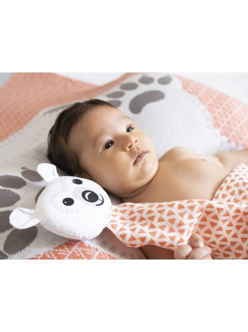 Doudou Ourson en Coton Bio Blanc Orange - Kiabi