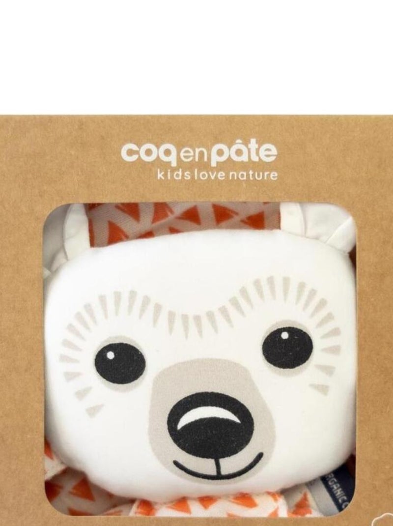 Doudou Ourson en Coton Bio Blanc Orange - Kiabi