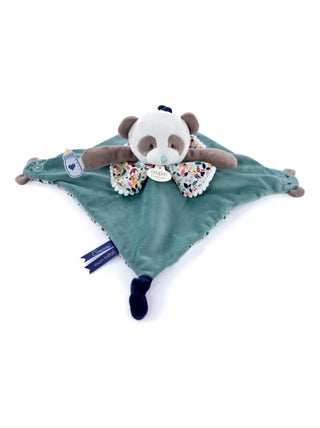 Doudou plat avec marionnette à doigt Panda Les petits Futés (30 cm)